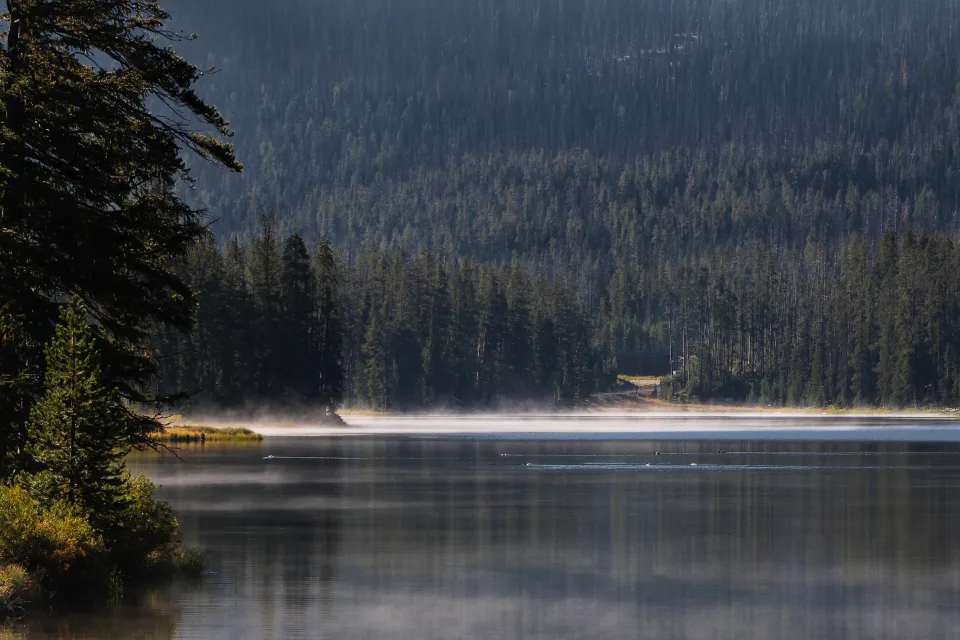 Lake Yellowstone beneath a broad sky