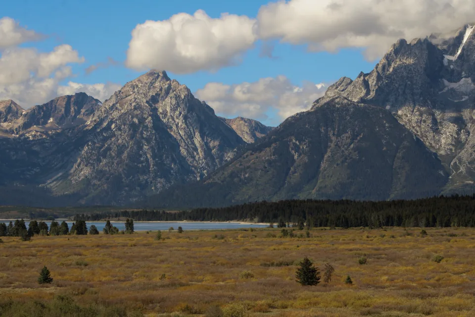 A rugged section of the Teton mountain range